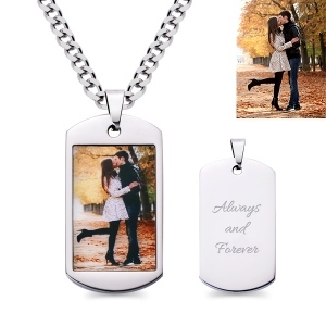 Custom Stainless Steel Photo Dog Tag Keychain/Necklace