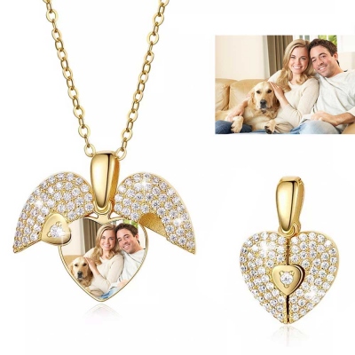 Custom Photo Necklace with Heart Locket, Gold Jewelry Necklaces, Unique Gift for Woman/Mom/Her/Lover
